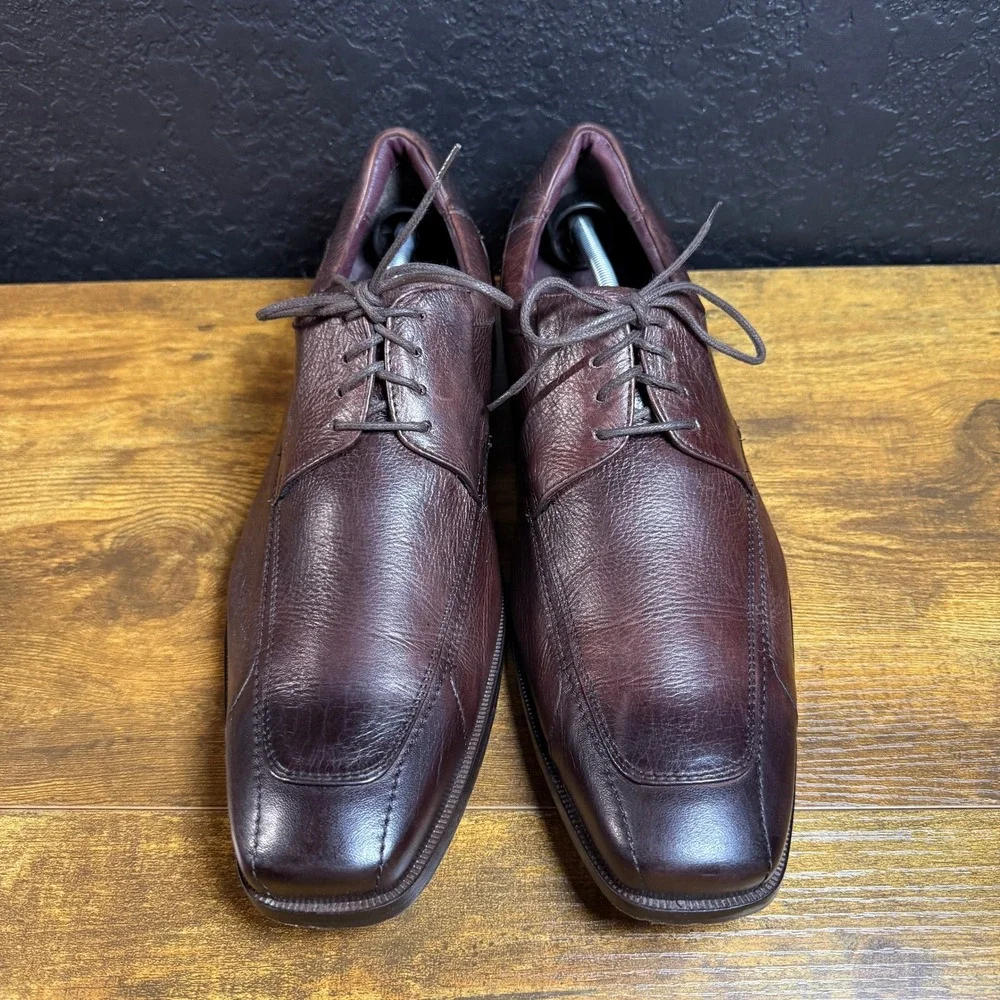 Johnston & Murphy 20-8657 Brown Pebbled Leather Apron Toe‎ Oxfords Mens 12M